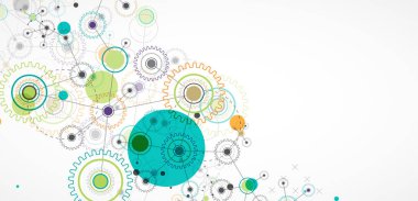 Çarklı ve pleksus etkisi olan soyut teknolojik arka plan. Vektör