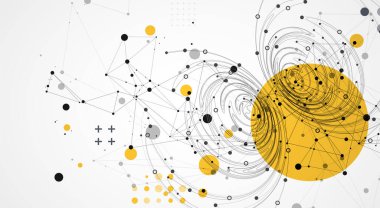 Bilim ve teknoloji sunumu için şablon. Pleksus tarzı arka plan. Vektör