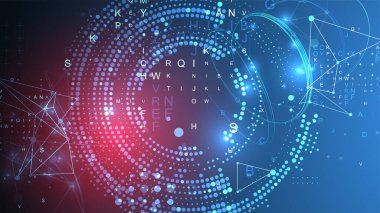 Noktaları ve çizgileri birleştiren yarı-ton bilim geçmişi. Dijital veri görselleştirme. Vektör