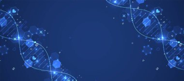 Parlayan neon DNA zinciri. Biyoteknoloji, biyokimya, bilim, tıp konsepti. Genetik engenetikleme şablonu.