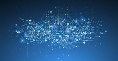 Pleksus etkisi olan soyut teknoloji konsepti. Vektör illüstrasyonu.