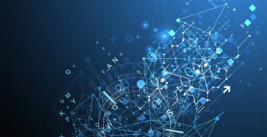 Pleksus etkisi olan soyut teknoloji konsepti. Vektör illüstrasyonu.