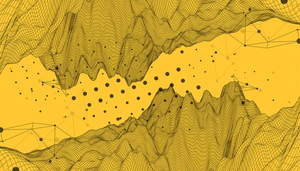 Fundo Abstrato Montanha Wireframe Ciência Moderna Elementos Arte Tecnologia Ilustração —  Vetores de Stock