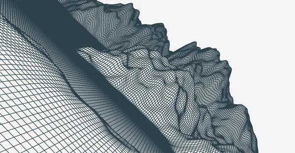 Abstract Wireframe Mountain Background Modern Science Technology Art Elements Surface — ストックベクタ