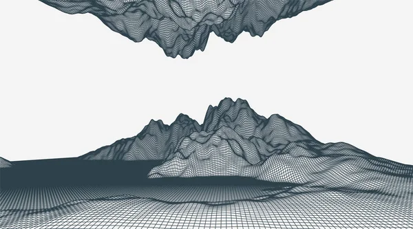 Abstract Wireframe Mountain Background Modern Science Technology Art Elements Surface —  Vetores de Stock
