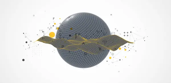 Sphere Thema Mit Verbundenen Linien Technologie Stil Hintergrund Wireframe Illustration — Stockvektor
