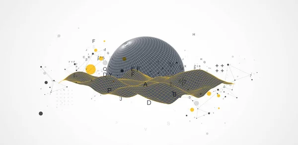 Sphere 주제는 기술적 배경에 합니다 와이어 프레임의 예입니다 Abstract Grid — 스톡 벡터