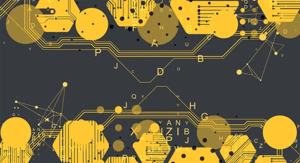 抽象的なデザイン作品のための黄色の六角形未来的な背景 科学技術 — ストックベクタ