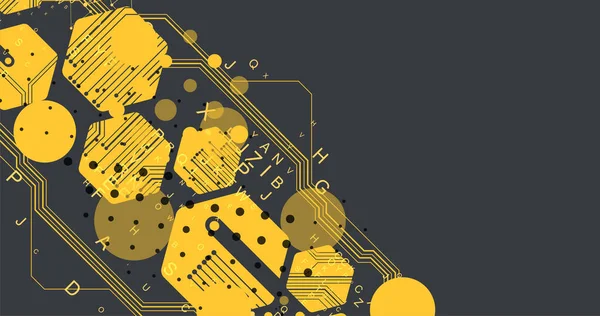 Abstract Amarelo Hexágono Futurista Fundo Para Trabalhos Design Ciência Tecnologia —  Vetores de Stock