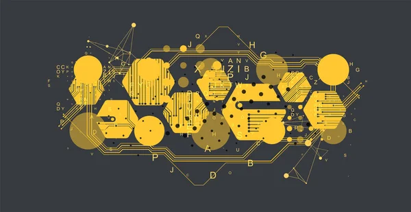 Abstract Amarelo Hexágono Futurista Fundo Para Trabalhos Design Ciência Tecnologia —  Vetores de Stock
