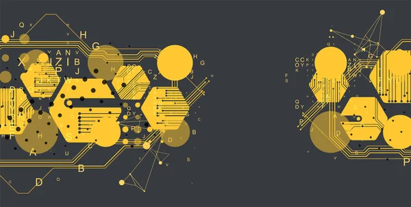 抽象的なデザイン作品のための黄色の六角形未来的な背景 科学技術 — ストックベクタ