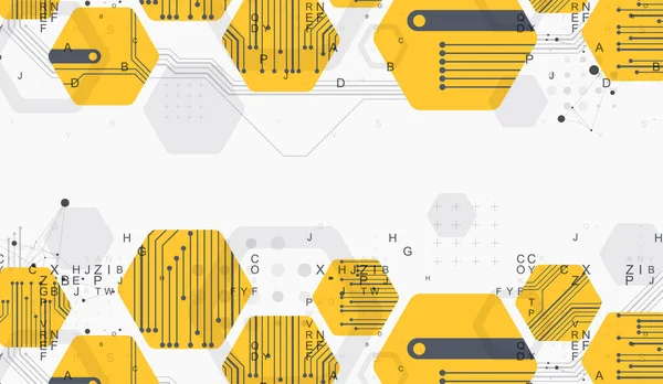 Abstract Amarelo Hexágono Futurista Fundo Para Trabalhos Design Ciência Tecnologia — Vetor de Stock