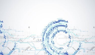 Soyut teknoloji konsepti. Devre kartı, yüksek bilgisayar geçmişi. İçerik, web - şablon, iş teknolojisi sunumu için alanı olan vektör illüstrasyonu.