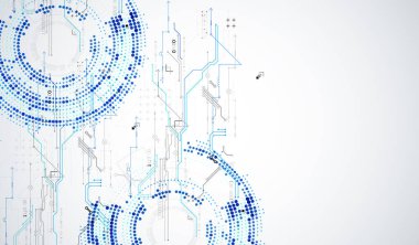 Soyut teknoloji konsepti. Devre kartı, yüksek bilgisayar geçmişi. İçerik, web - şablon, iş teknolojisi sunumu için alanı olan vektör illüstrasyonu.