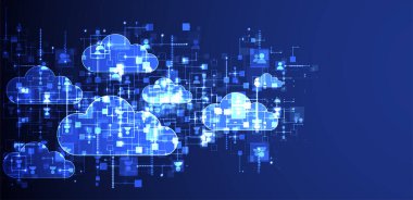 Sosyal medya vektör geçmişi. Üzerinde soyut bulutlar olan ağ konsepti.