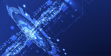 Soyut teknoloji konsepti. Devre kartı, yüksek bilgisayar rengi arkaplan. İçerik, web - şablon, iş teknolojisi sunumu için alanı olan vektör illüstrasyonu.