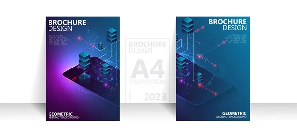 Prospektvorlage Flyer Hintergrund Für Business Design Din Format Isometrisches Big — Stockvektor