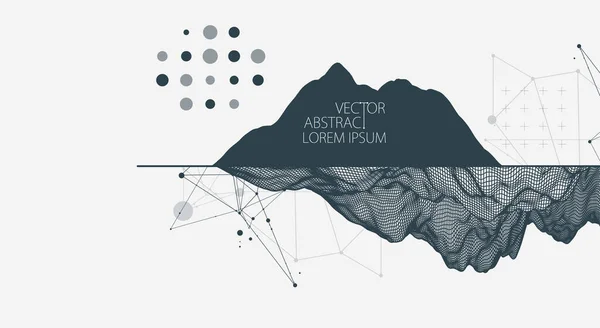 トレンドの抽象的なワイヤーフレームの背景 現代の科学技術芸術の要素 表面イラスト ベクトル — ストックベクタ