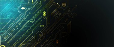 Teknolojik ve bilimsel konularda soyut bir geçmiş. Dijital kod kullanan çeşitli teknik detaylar. Vektör biçimi.