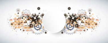 Çarklı ve pleksus etkisi olan soyut teknolojik arka plan. Vektör