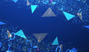 Teknoloji geçmişi. Büyük veri konsepti. İkili bilgisayar kodu. Vektör illüstrasyonu.