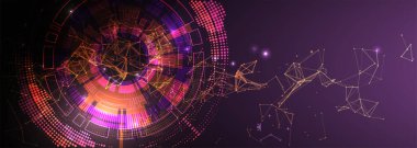 Pleksus etkisi olan soyut teknoloji geçmişi. Vektör illüstrasyonu. 