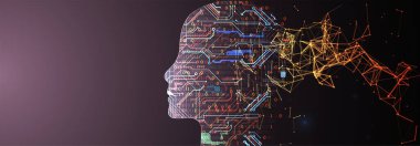 Plexus Yapay Zeka konsepti. Yaratıcı beyin konsepti geçmişi. Vektör bilimi illüstrasyonu.