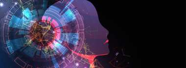 Plexus Yapay Zeka konsepti. Yaratıcı beyin konsepti geçmişi. Vektör bilimi illüstrasyonu.