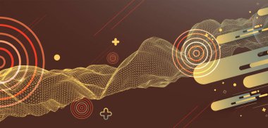 Soyut dalga çerçeve biçiminde yapılır. Bilim ve teknoloji sunumu için şablon. Vektör