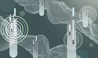 Soyut dalga çerçeve biçiminde yapılır. Bilim ve teknoloji sunumu için şablon. Vektör