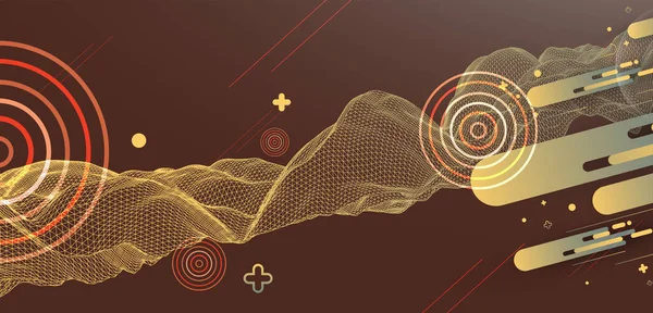 Soyut dalga çerçeve biçiminde yapılır. Bilim ve teknoloji sunumu için şablon. Vektör