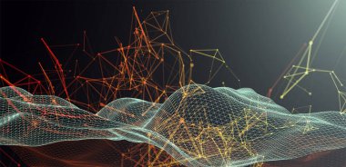 Noktaları ve çizgileri birleştiren çokgen bilim geçmişi. Dijital veri görselleştirme. Vektör