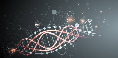 Bilim şablonu, duvar kağıdı ya da DNA moleküllü pankart. Vektör illüstrasyonu