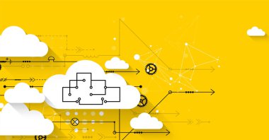 Bulut depolama teknolojisi. Bütünleşik dijital web kavramı arka planı. Vektör
