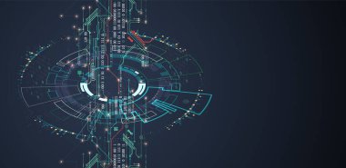 Teknolojik ve bilimsel konularda soyut bir geçmiş. Dijital kod kullanan çeşitli teknik detaylar. Vektör biçimi.