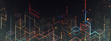 Isome büyük veri işleme konsepti, bulut veritabanı. Soyut teknoloji geçmişi. Vektör illüstrasyonu