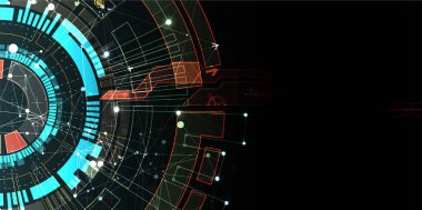 Soyut teknoloji kavramı. Devre kartı, yüksek bilgisayar renk arka plan. Vektör çizim