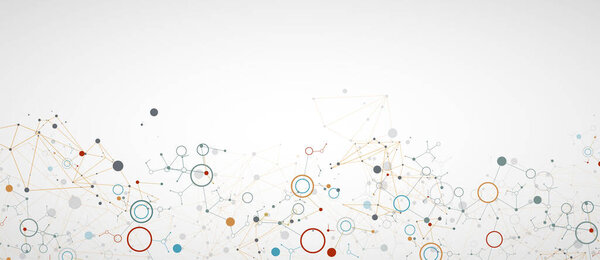 Geometric abstract background with connected line and dots. Futuristic digital background for science and technology. Vector