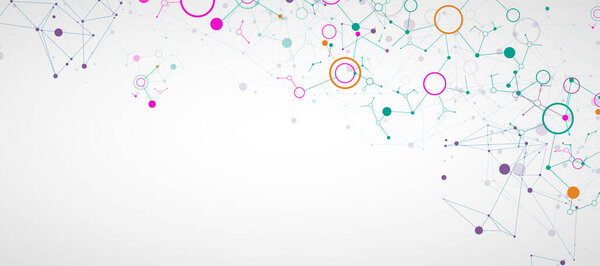 Geometric abstract background with connected line and dots. Futuristic digital background for science and technology. Vector