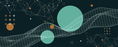 Kablo dalgalarıyla soyut bir arkaplan. Üç boyutlu yüzey. Vektör