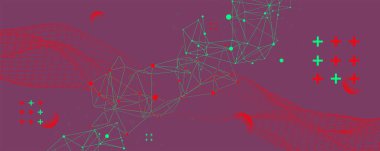 Kablo dalgalarıyla soyut bir arkaplan. Üç boyutlu yüzey. Vektör