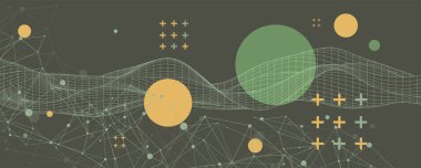 Kablo dalgalarıyla soyut bir arkaplan. Üç boyutlu yüzey. Vektör