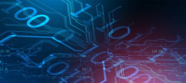 Teknolojik ve bilimsel konularda soyut bir geçmiş. Dijital kod kullanan çeşitli teknik detaylar. Vektör