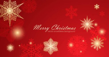 Şenlikli Noel arka plan tasarımı. Farklı tipte kar taneleri. Vektör