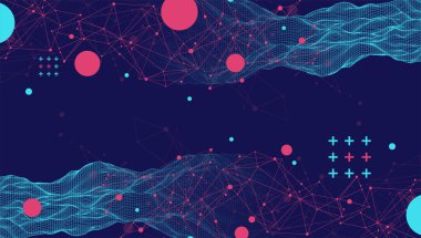 Soyut dalga çerçeve biçiminde yapılır. Bilim ve teknoloji sunumu için şablon. Vektör