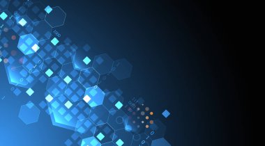 Geometrik soyut arkaplan ve altıgenler. Bilim ve teknoloji. Vektör illüstrasyonu