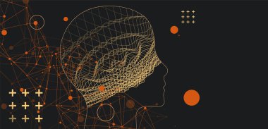 Soyut dalgalı bir insan kafasının taslağı. Pleksus etkisi. Vektör 