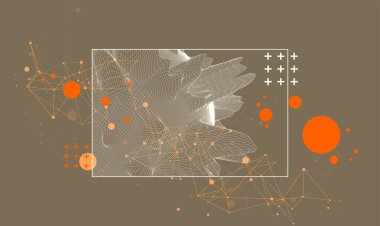 Modern bilim ya da teknoloji elementlerinin karesi. Moda soyut arka plan. Yüzey çizimi. El çizimi vektör sanatı