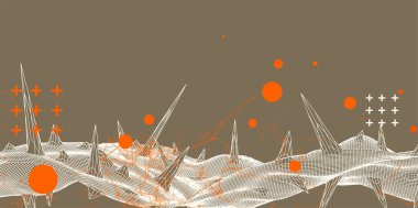 Pleksus etkisi olan kablo çerçeveli bilim arka planı. Gelecekçi el yapımı vektör.