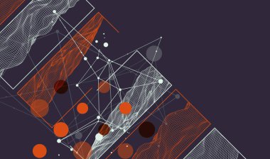 Modern bilim ya da teknoloji elementlerinin karesi. Moda soyut arka plan. Yüzey çizimi. El çizimi vektör sanatı.